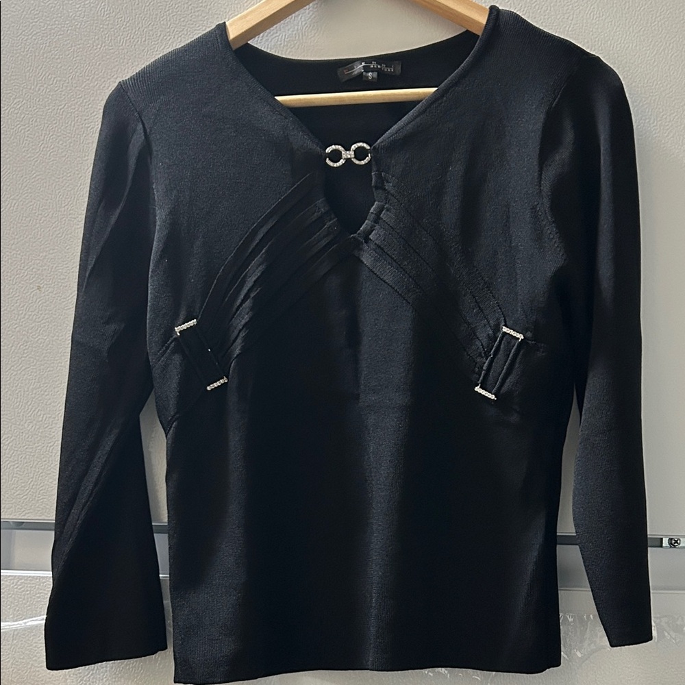 Pierre New York Black Embellished 
Women's Top.